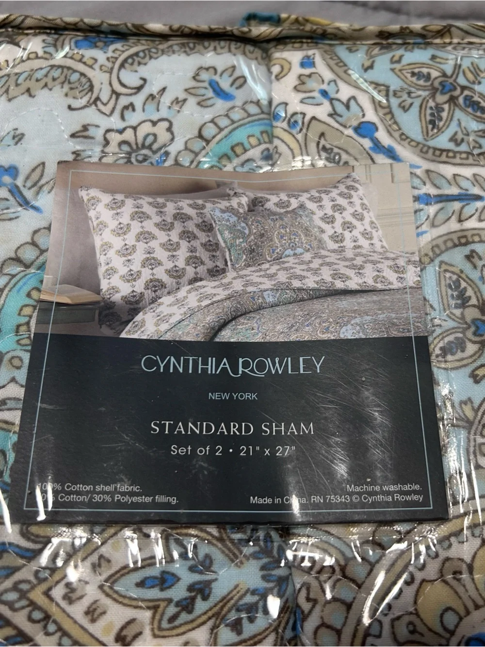 Cynthia Rowley Blue Paisley Pillow Shams Set of 2 NWT